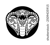 vector cobra snake with hood logo and icon design template. Danger king cobra vector icon. Viper black silhouette isolated on white