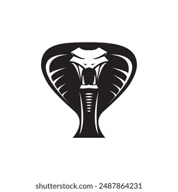 vector cobra snake with hood logo and icon design template. Danger king cobra vector icon. Viper black silhouette isolated on white. Snake  simple logo