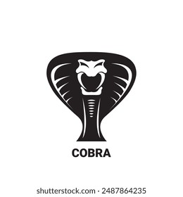 vector cobra snake with hood logo and icon design template. Danger king cobra vector icon. Viper black silhouette isolated on white. Snake  simple logo