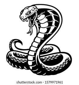 vector of cobra snake tattoo style in black and white