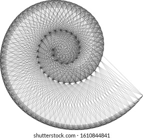 Vector Cobweb OpArt Helix - Generative Art Network Logarithmic Concept Spiral - Openwork Abstract Shell Template