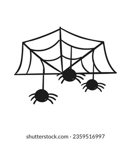 Vector cobweb and spider halloween black silhouette set spooky scary spiders web dangerous