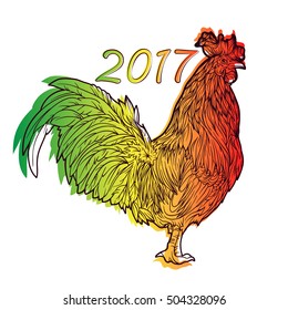 Vector cock in color gradient. Can be used in calendar or some poster or card.