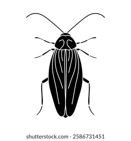 Vector cockroach illustration in black and white isolated on white background.