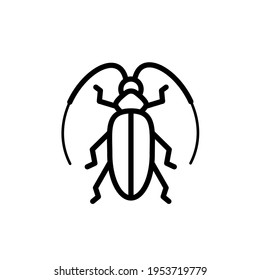 Vector cockroach line icon. Editable stroke. Insect illustration. Minimal beetle design