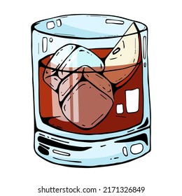 Vector cocktail with apple and ice