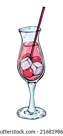 Cóctel vectorial con cerezo y hielo