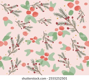 Vector cocktail flowers pattern.Colorful seamless millennium pattern.