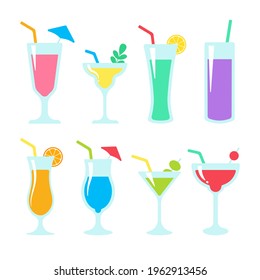 Vector cocktail glass. Colorful alcoholic juices Keeps you feeling fresh during the hot summer.