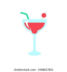 Vector cocktail glass. Colorful alcoholic juices Helps to stay fresh in the hot summer.