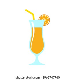 Vector cocktail glass. Colorful alcoholic juices Helps to stay fresh in the hot summer.
