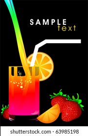 vector cocktail glass with fruit