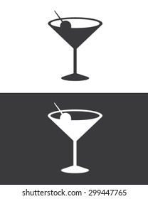 Vector Cocktail Glass Silhouette Set in Black and Reverse