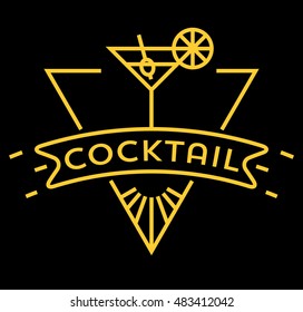 Vector Cocktail Icon with Linear Style