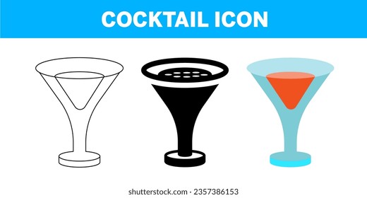 ICONO DE CÓCTEL VECTOR EN VERSIÓN DE STROKE Y FILTRO Y COLOR