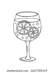 Vector cocktail illustration. Hand drawn sketch of drink or beverage.