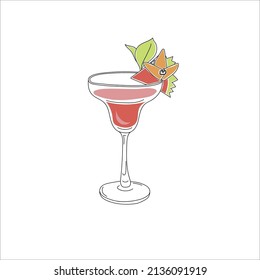 Vector Cocktail illustration, Summer beach cold drink