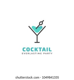 Vector cocktail logo. Design template of vermouth glass for brand, icon, badge or label for bars, pubs and company.