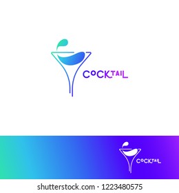 Vector cocktail logo. Design template of vermouth glass for brand, icon, badge or label for bars, pubs and company.