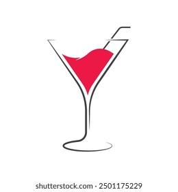 Vektor des Cocktaillogos, Cocktailsymbol oder -symbol, Cocktailgrafik