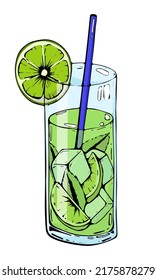 Mojito de cóctel vectorial con menta y cal