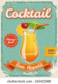 Vector Cocktail Poster In Vintage Style With Typography Elements