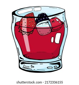 Vektorcocktail mit Erdbeere; Brombeere und Kirschen