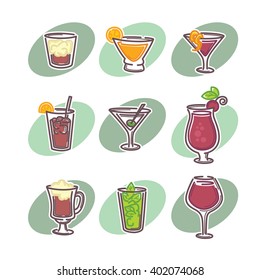 vector cocktails collection, line art