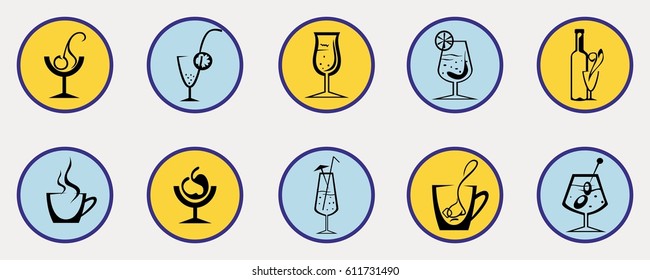 Vector Cocktails icon set