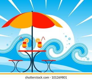 vector cocktails on the beach