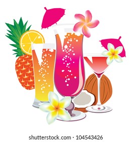 vector of the cocktails on a white background