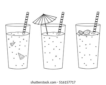 Vector cocktails silhouette collection isolated on white background