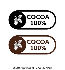Vector Cacao 100 por ciento etiquetas naturales sobre fondo blanco. Granos de cacao dibujados a mano, símbolo orgánico de chocolate en estilo Antiguas para Web y paquetes de diseño.