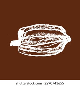 Vector Cocoa bean icon. Hand drawn sketch Cacao beans. Leaves of Cocoa bean isolated. Sign of Bean to bar cacao. Organic product doodle for cafe, shop, menu. Plant part for label, logo, sign, symbol.