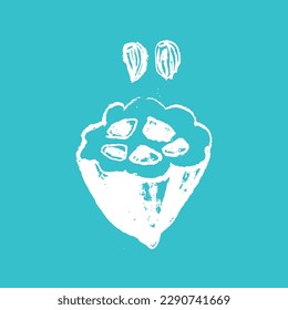 Vector Cocoa bean icon. Hand drawn sketch Cacao beans. Leaves of Cocoa bean isolated. Sign of Bean to bar cacao. Organic product doodle for cafe, shop, menu. Plant part for label, logo, sign, symbol.