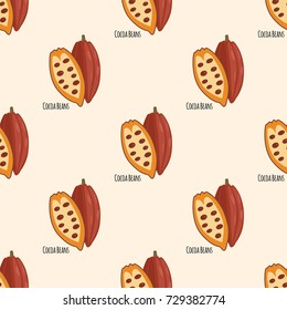 Vector cocoa beans seamless vector pattern background