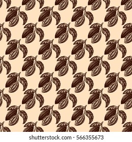 Vector cocoa hand drawn sketch seamless pattern illustration.