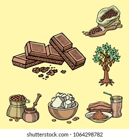 Vector cocoa products hand drawn sketch doodle food chocolate sweet illustration.