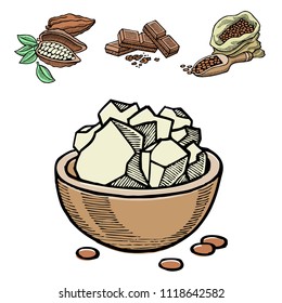 Vector cocoa products hand drawn sketch doodle food chocolate sweet illustration.