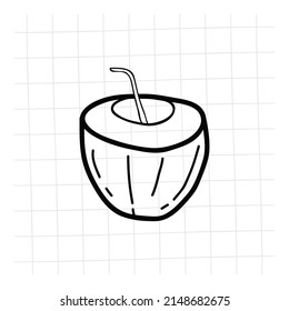Vector of coconut icon. Doodle. Simple illustration. Vector illustration. EPS 10.
