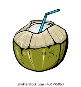 Vector coconut juice. Coconut.