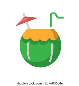 Vector coconut juice flat icon, food and drink related 64x64 Pixel, whitebackground