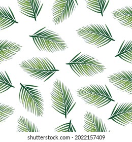 Vector Coconut Leaf Seamless Repeat Pattern.