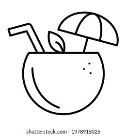 Vector Coconut Outline Icon Design
