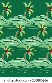 Vector with coconut palms trees and islands.Hand drawing.beautiful pattern.