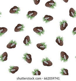 Vector coconut seamless pattern. Hand drawn fruit illustration for backgrounds, texture, food packaging design