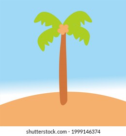 Vector of Coconut Tree on The Beach
