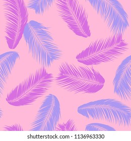 Vector Coconut Tree. Tropical Seamless Pattern with Palm Leaf. Exotic Jungle Plants Abstract Background. Simple Silhouette of Tropic Leaves. Trendy Coconut Tree Branches for Textile, Fabric, Wallpaper