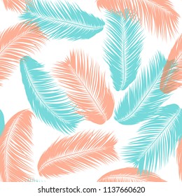Vector Coconut Tree. Tropical Seamless Pattern with Palm Leaf. Exotic Jungle Plants Abstract Background. Simple Silhouette of Tropic Leaves. Trendy Coconut Tree Branches for Textile, Fabric, Wallpaper