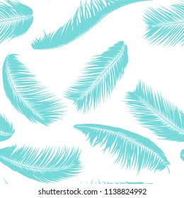 Vector Coconut Tree. Tropical Seamless Pattern with Palm Leaf. Exotic Jungle Plants Abstract Background. Simple Silhouette of Tropic Leaves. Trendy Coconut Tree Branches for Textile, Fabric, Wallpaper